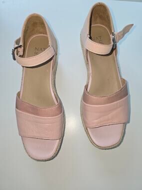Naturalizer Opal Espadrille Wedge Sandals Womens 8 Rose Pink Braided Jute Shoes
